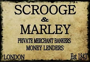 Insegna in metallo SCROOGE & MARLEY MONEY look vintage stile retrò, bar pub mancave - Foto 1 di 3