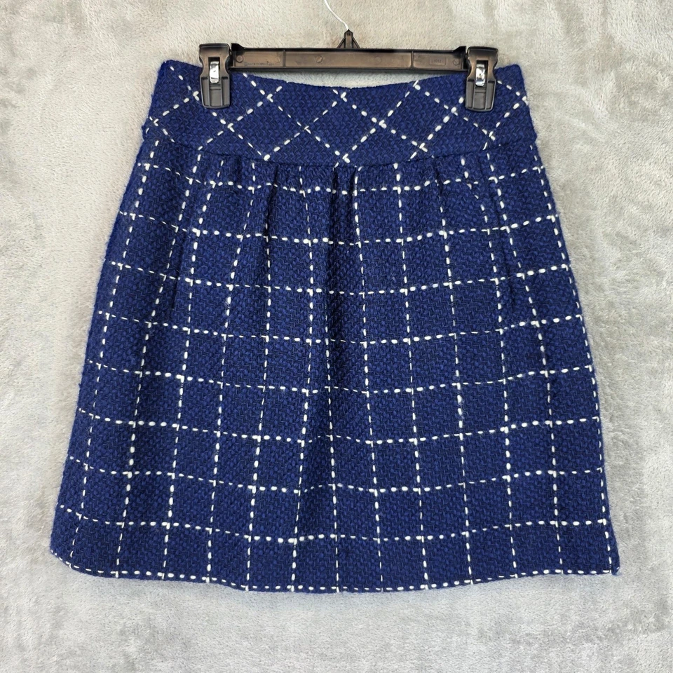 Falda Maeve Mujer 2 Azul Mezcla Lana Ventana Tweed Línea A Mini Anthropologie Foto 1 de 4