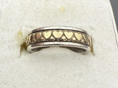 VTG James Avery Retired Heart Eternity Sterling Silver 14K YG Ring Size 6.5- E4 - Image 1 of 4