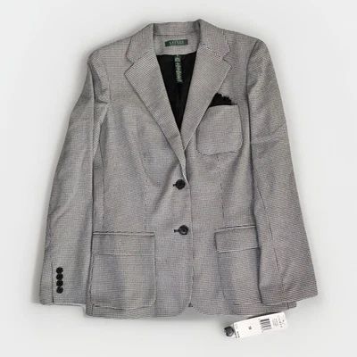 Blazer para mujer Lauren Ralph Lauren de colección pata de gallo negro blanco nuevo con etiquetas talla 10 Foto 1 de 4