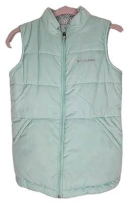 Chaleco acolchado de lana reversible Columbia Girls azul claro, talla mediana (10/12) Foto 1 de 4