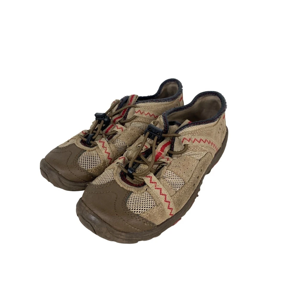 Zapatos sin cordones Lands End para niños talla 1 al aire libre beige y rojo Foto 1 de 4
