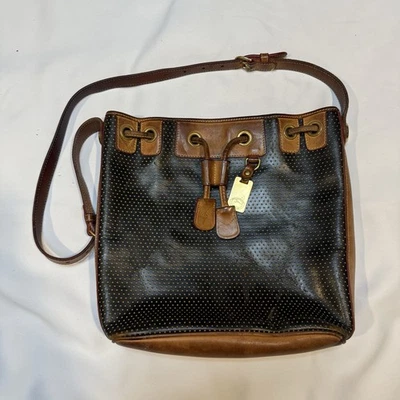Bolso Mensajero De Colección Dooney & Bourke Punto Cuero Cordón Años 80 Hecho en EE. UU. Foto 1 de 4