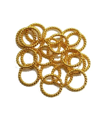 200 PCS 8MM SOLID COPPER BALI TWISTED CLOSED JUMP RING 18K GOLD PLATED 334 - Image 1 of 3
