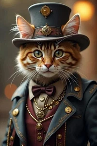 NEW Custom Premium Printed 4x6 Postcard Steampunk Cat Kitten punk old fashioned - Picture 1 of 1