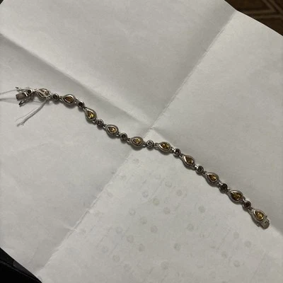 Beautiful Bracelet With Smoky Quartz & Citrine Stones Set In .925 Silver 7 1/2” - Image 1 of 3