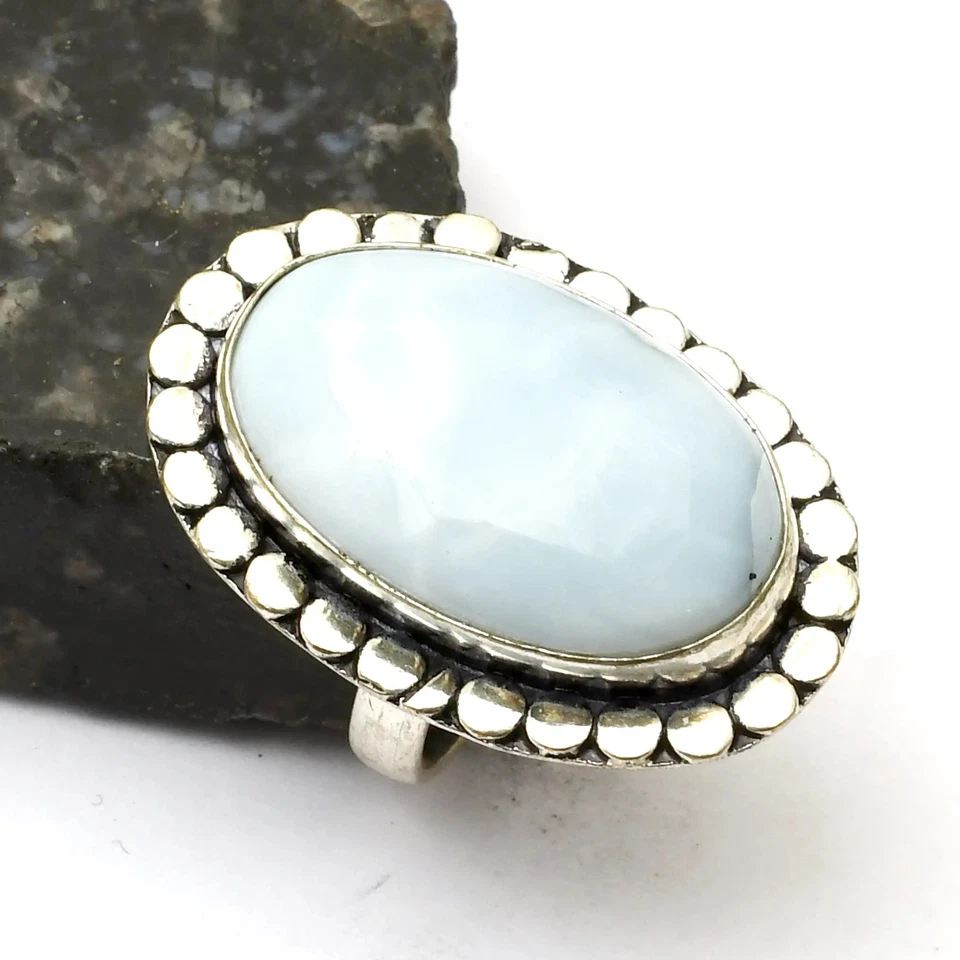 Anillo de piedras preciosas de ópalo Owyhee hecho a mano joyería para Navidad talla 8 EE. UU. AR 28862 Foto 1 de 1