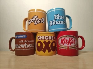 5x Vintage Tassen Schokoriegel Mcvities KitKat Blue Riband Oxo Break Away - Bild 1 von 7