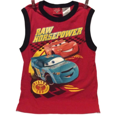 Disney Pixar CARS Raw Horsepower Sleeveless T-Shirt Size 7 Piston Cup Lightening - Image 1 of 4