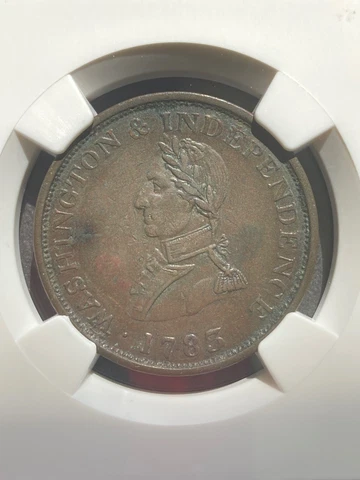 1783 Washington & Independence  PL Edge Small Bust  NGC XF Details Damage Cover