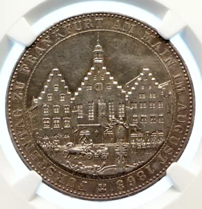 1863 GERMAN STATES FRANKFURT Princes Memorial OLD Silver Thaler Coin NGC i96166 - Picture 1 of 5