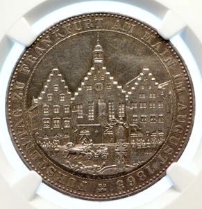 1863 GERMAN STATES FRANKFURT Princes Memorial OLD Silver Thaler Coin NGC i96166 - Picture 1 of 5