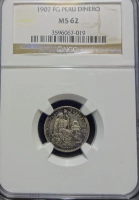 Peru 1907 FG Dinero MS 62 - Image 1 of 4