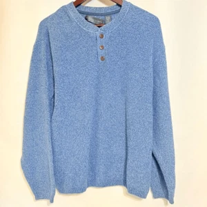 Oscar De La Renta Mens 2XL Blue Knit Henley Sweater Long Sleeve - Picture 1 of 7
