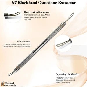 #7 Blackhead Remover Straight-Angular Loop Comedone Extractor Skin Cleaning Tool - Picture 1 of 1