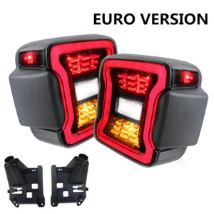 Euro Smoked LED Brake Tail Lights With Brackets For Wrangler JL 2018 2019 - Imagen 1 de 12