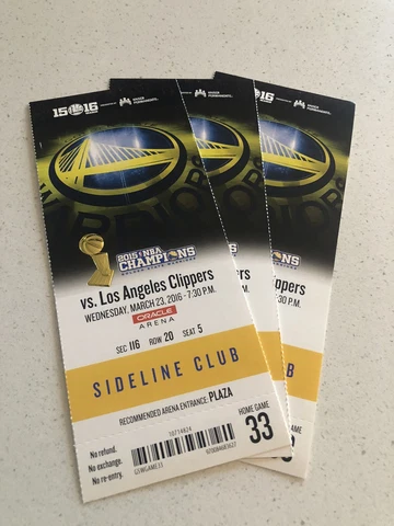 2015-16 Golden State Warriors v Clippers  TICKET Win #64 73 Win Season RARE Cover