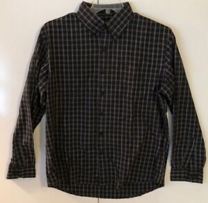 Van Heusen Studio Men's Large Slim Fit Dress Shirt Black/Grey Check Wrinkle Free