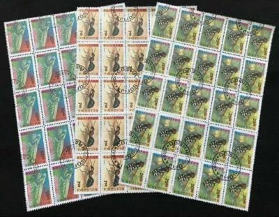 BULGARIA 1992 INSECTS Mantes 7L+20L+50L CTO 3xUsed blocks of 25 stamps [D185abc] - Image 1 of 4