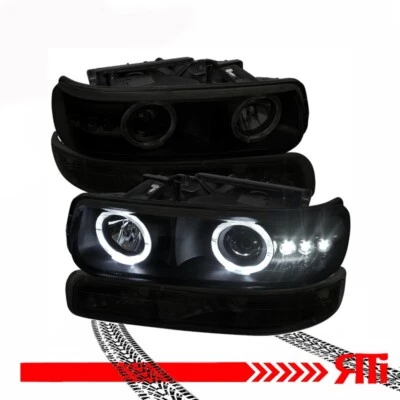 For 99-03 Silverado 00-05 Tahoe Suburban Projector Headlights Turn Signal Smoked - Image 1 of 2