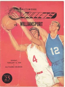 Baltimore Bullets Williamsport Billies February 15, 1959 EPBL Basketball Program - Picture 1 of 7