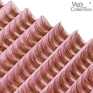 Cluster Lashes Individual Eyelashes Brown D Curl Natural 5D Wispy 8-16mm Fluffy - Picture 1 of 5
