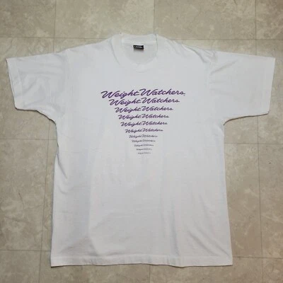 Camiseta vintage años 90 Weight Watchers talla XL blanca púrpura puntada única Sc Stars Foto 1 de 4