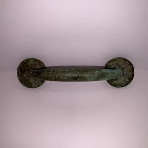 Antique Vintage Solid Bronze Door Gate Pull Handle 7 1/2" Verdigris Patina - Picture 1 of 7