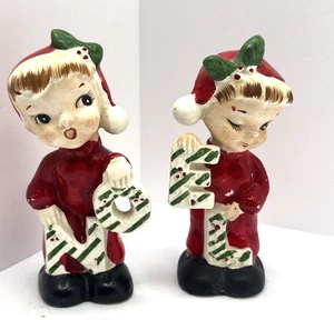 Vintage Napco Junge & Mädchen Noel Weihnachten Salz & Pfefferstreuer 50er Jahre SP37 - Bild 1 von 9