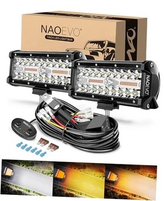  7 Inch Light Bar, 240W 24,000LM Offroad Fog/Driving Lights White&Amber 3 Modes - Image 1 of 4