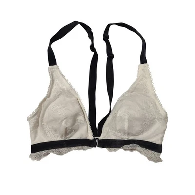 Bralette de encaje blanco y negro Victoria's Secret pequeño romántico terciopelo gótico  Foto 1 de 4