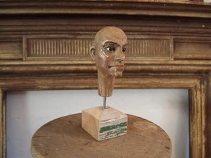 Folk art Victorian carved head glass eyes treen c1880 - Picture 1 of 1