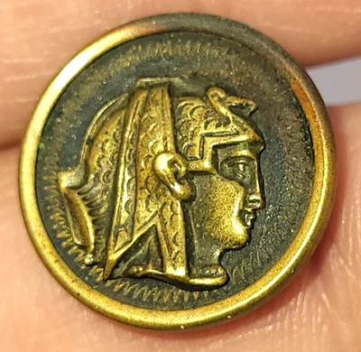 Antique Brass Egyptian Cameo Pharaoh Face Button Shank - Image 1 of 3