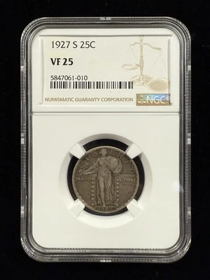 1927-S 25C Standing Liberty Quarter NGC VF25 Tough Date Item#243 - Image 1 of 4