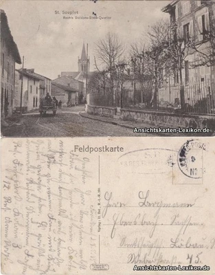 CPA Saint-Souplet Straße mit Divisions-Stabs-Quartier 1916 - Bild 1 von 3