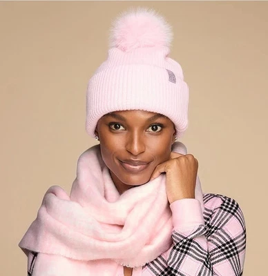 Victoria's Secret Gorro Mujer Talla Única Bonito Rosa Flor Bling Parche Pom Foto 1 de 4