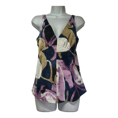 Banana Republic Abstract Floral Satin Cami Tank Top Multicolor XS New - Image 1 of 4