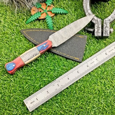 Handmade DAMASCUS STEEL KNIFE Boot Knife, Dagger knife , W/SHEATH TN-9985 - Image 1 of 4