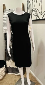 Neu Calvin Klein Damengröße 16 schwarz gerippt ärmelloses Kleid neu mit Etikett UVP 118 $ - Bild 1 von 13