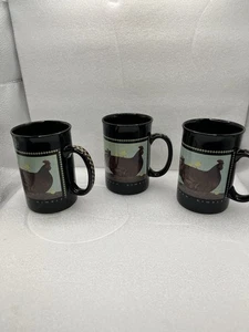 Vintage 1995 Warren Kimble Chicken Coffee Mugs Set Of 3 - Picture 1 of 10