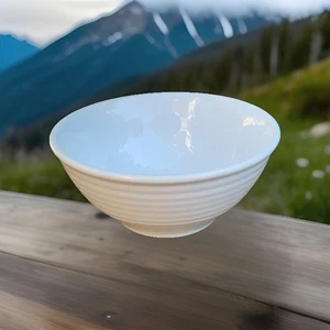 Crate & Barrel Farmhouse White Ribbed Soup Cereal Bowl Porcelain 6 3/8" - Picture 1 of 11