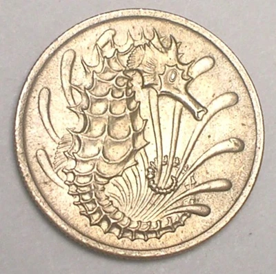 1968 Singapore Singaporean 10 Cents Seahorse Coin XF  - Image 1 of 2