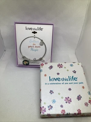 New Boxed Love This Life Stainless Steel Bangle Bracelet With Charms - Image 1 of 4