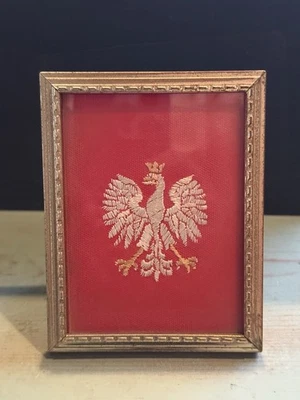 Nicely Framed Polish Eagle Handloom Embroidery With Gold Tone Thread - Image 1 of 3