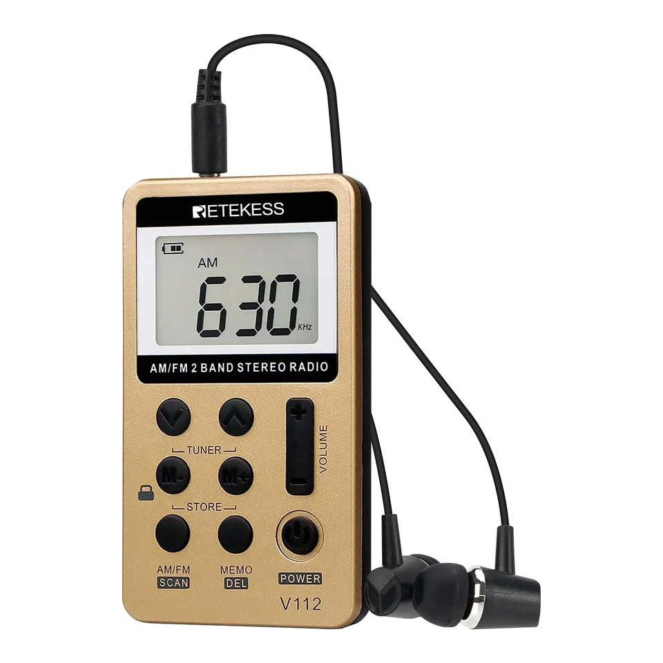 Retekess V112 Pocket Am FM Radio Digital Tuning Mini Small With Earphone