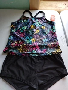 Wonder Nation Girls 2 Pc Tankini Swim Set w/Boyshort Bottoms- XXL 18 Plus NEW - Picture 1 of 6