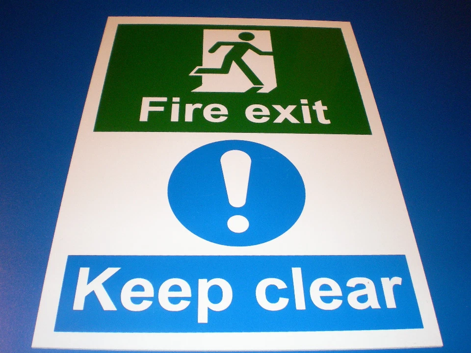 Fire Exit Keep Clear A4 Plastic Fire Door Sign - Mandatory, Emergency, Safety