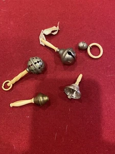 Vintage/Antike Baby Rasseln - Sterlingsilber mit Zelluloidgriff? - 5er Set - Bild 1 von 17
