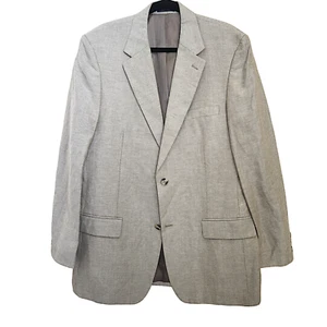 Club Room Men's 42L Linen Blend Sport Coat Blazer Two Button Casual Beige - Picture 1 of 15