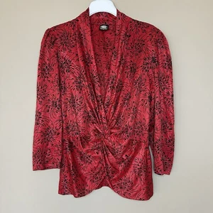 Vintage 1980's Red Top Puff Sleeve Fireworks Sparkle Blouse Blanch Golden Girls - Picture 1 of 8